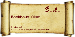 Backhaus Ákos névjegykártya