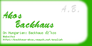 akos backhaus business card